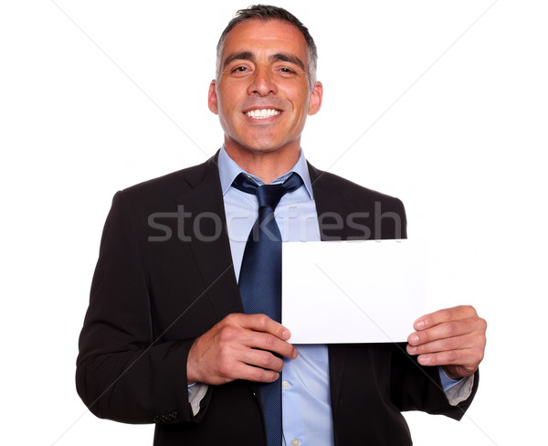 Atrakcyjny człowiek uśmiechnięty karty portret Zdjęcia stock © pablocalvog