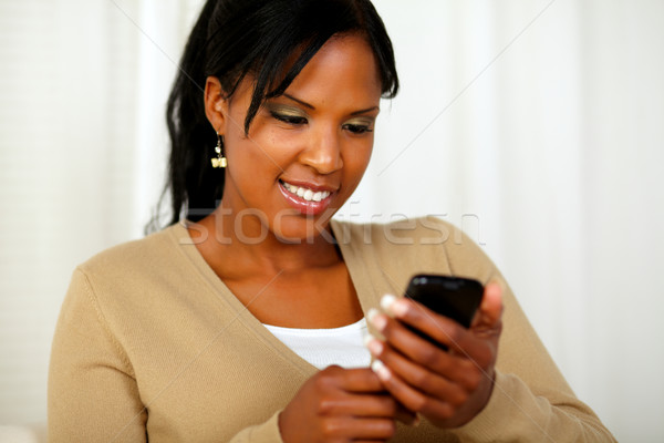 Stock photo: Gorgeous black woman sending a message
