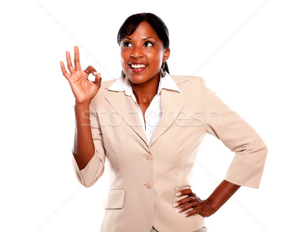 Happy adult businesswoman saying great job Stock photo © pablocalvog