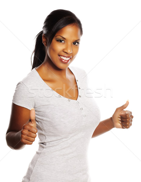 Feliz mulher negra retrato isolado jovem bastante Foto stock © pablocalvog