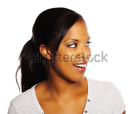 довольно черную женщину портрет изолированный молодые счастливым Сток-фото © pablocalvog