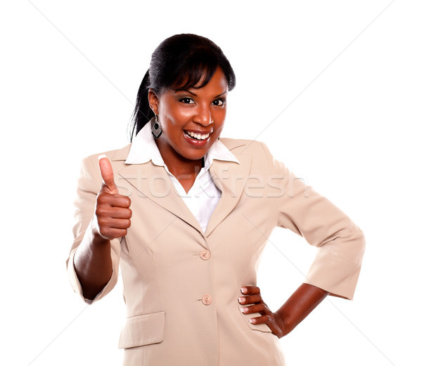 Happy ethic businesswoman saying great job Stock photo © pablocalvog