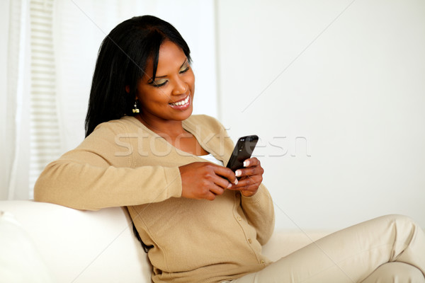 [[stock_photo]]: Femme · un · message · portrait