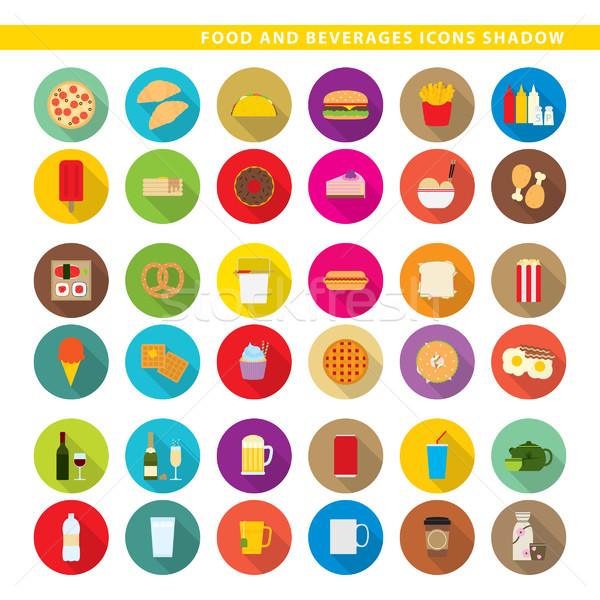Food and beverages icons shadow. Stock photo © padrinan