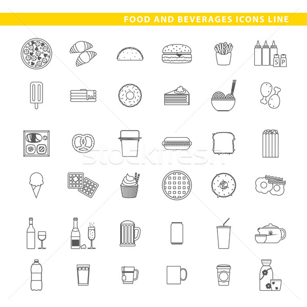 Food and beverages icons line. Stock photo © padrinan