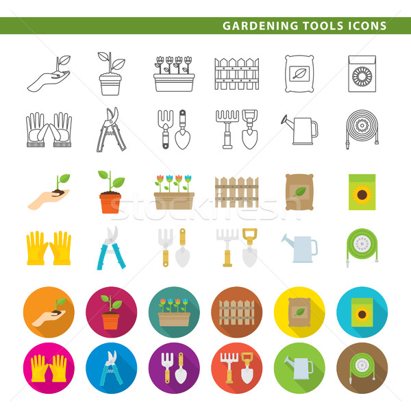 Gardening tools icons. Stock photo © padrinan
