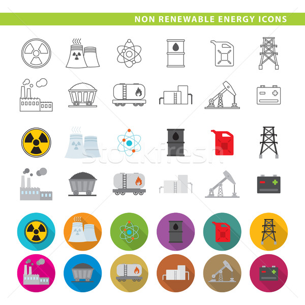 Megújuló energia ikon szett tizenkettő ikonok három különböző Stock fotó © padrinan