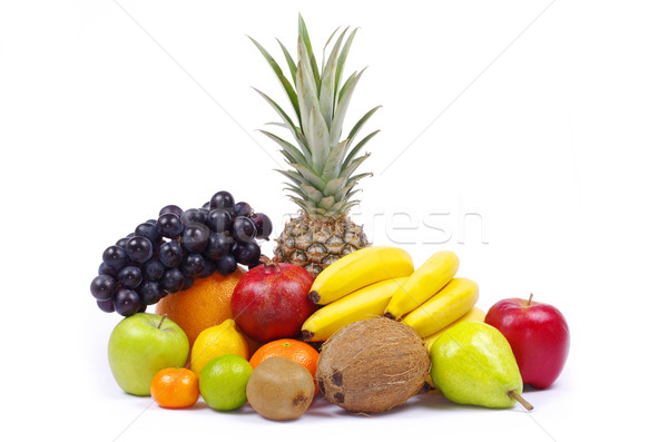 Сток-фото: плодов · изолированный · белый · оранжевый · группа · фоны