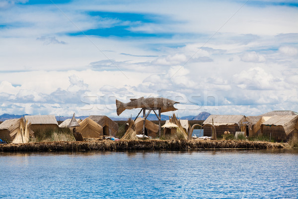 Totora boat on the Titicaca lake near Puno, Peru Stock photo © Pakhnyushchyy
