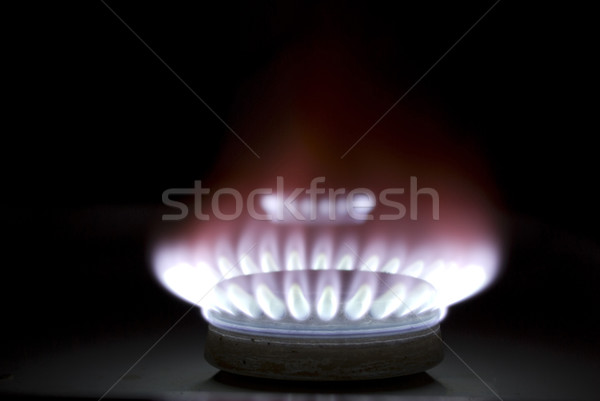 Gaz flammes poêle sombre feu cuisine Photo stock © Pakhnyushchyy