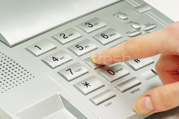 Telefon numerikus billentyűzet ujj szürke iroda billentyűzet Stock fotó © Pakhnyushchyy
