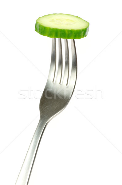 Concombre fourche fraîches salade blanche manger Photo stock © Pakhnyushchyy