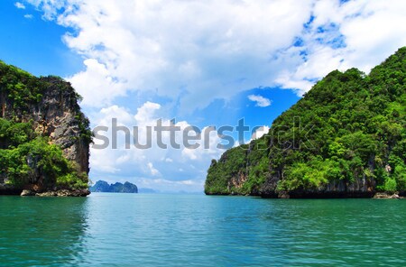 Stok fotoğraf: Kayalar · deniz · krabi · ağaç · çim · güzellik