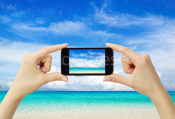 Stock foto: Meer · schönen · Strand · tropischen · Himmel · Sonne