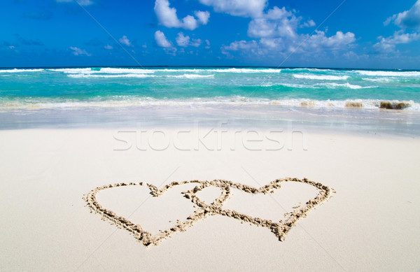 Corações areia natureza coração paisagem Foto stock © Pakhnyushchyy