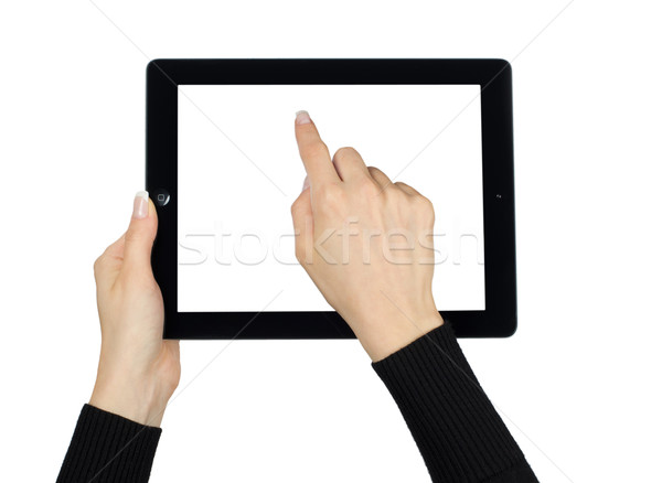 Ręce biały komputera książki laptop Zdjęcia stock © Pakhnyushchyy