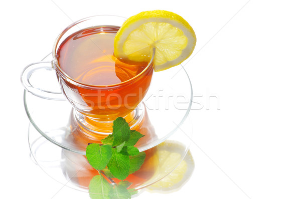 Chá folha de limão isolado Foto stock © Pakhnyushchyy
