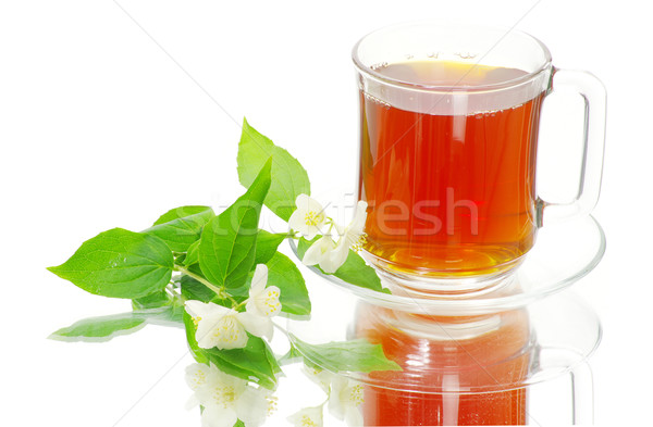 Chá jasmim branco vidro fundo Foto stock © Pakhnyushchyy