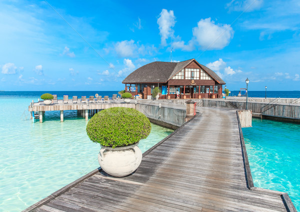  beach with water bungalows Maldives Stock photo © Pakhnyushchyy