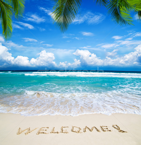 welcome written in beach Stock photo © Pakhnyushchyy