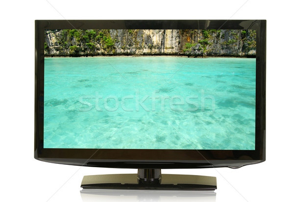 LCD monitor kilátás szélesvásznú izolált fehér Stock fotó © Pakhnyushchyy