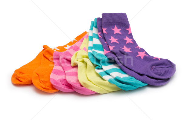 Gestreift Socken Socke isoliert weiß Kinder Stock foto © Pakhnyushchyy