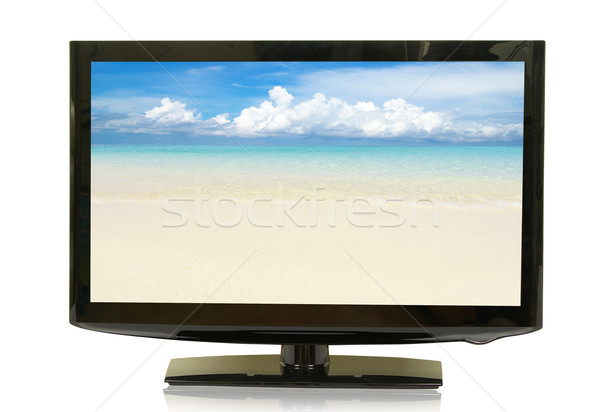 LCD monitor kilátás szélesvásznú izolált fehér Stock fotó © Pakhnyushchyy