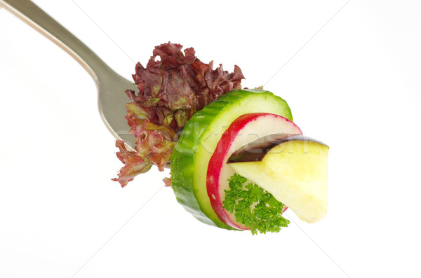Warzyw widelec świeże warzywa odizolowany biały zdrowia Zdjęcia stock © Pakhnyushchyy