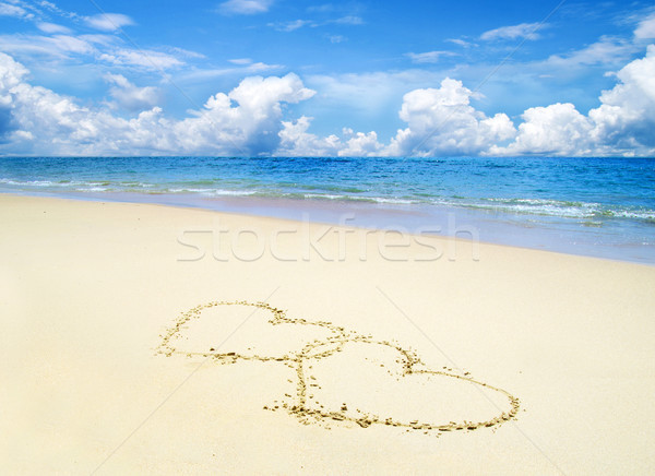 hearts drawn in the sand Stock photo © Pakhnyushchyy