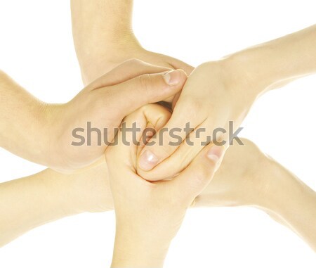 Mãos anel isolado branco rede grupo Foto stock © Pakhnyushchyy