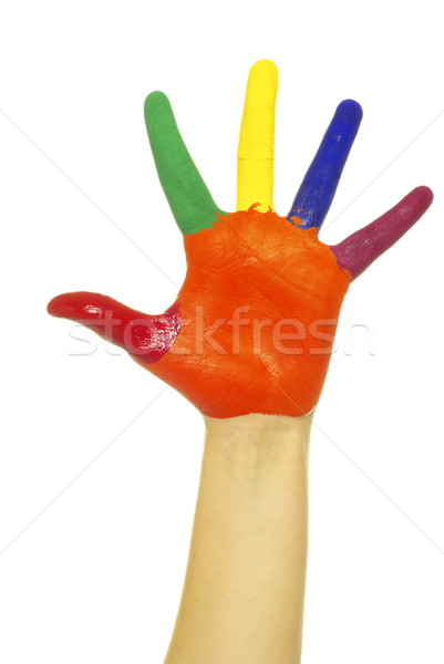 Foto stock: Mão · pintado · colorido · pintar · arte · engraçado