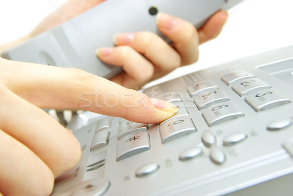 Telefon numerikus billentyűzet ujj szürke iroda billentyűzet Stock fotó © Pakhnyushchyy