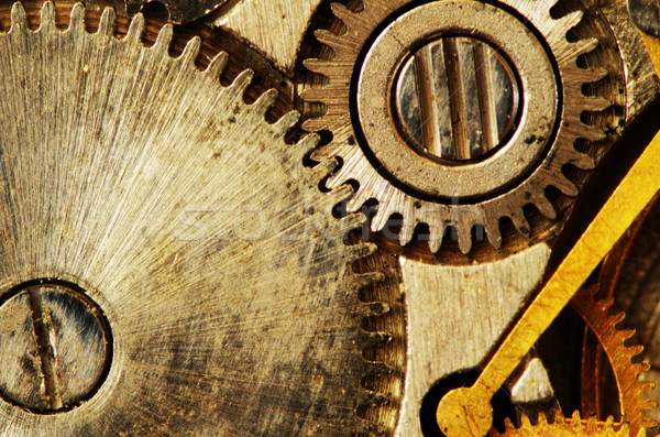 Mecanismo primer plano edad metal reloj industrial Foto stock © Pakhnyushchyy