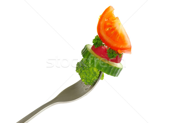 Hortalizas tenedor verduras frescas aislado blanco salud Foto stock © Pakhnyushchyy