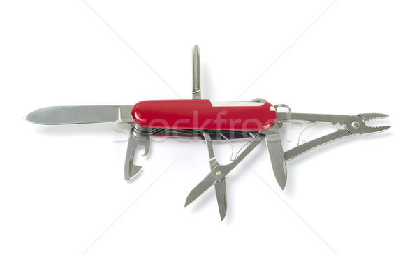 Cuchillo rojo aislado blanco metal grupo Foto stock © Pakhnyushchyy