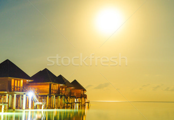 Stock photo: Sunset on sea in Maldives