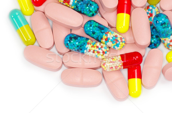 Pílulas isolado branco textura fundo medicina Foto stock © Pakhnyushchyy