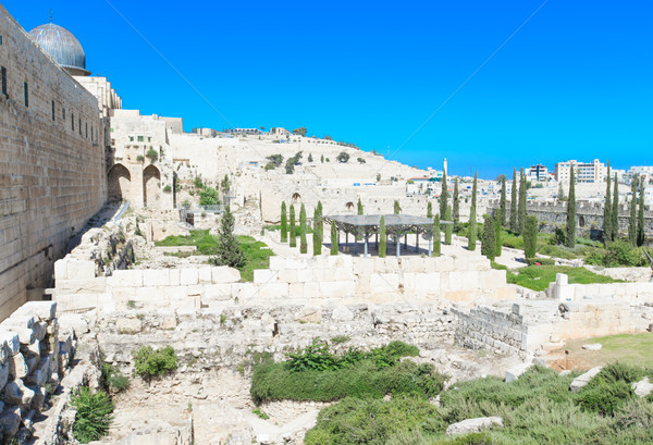 Antica rovine centro albero panorama finestra Foto d'archivio © Pakhnyushchyy