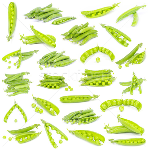 Foto stock: Verde · chícharos · vegetales · primer · plano · aislado · blanco