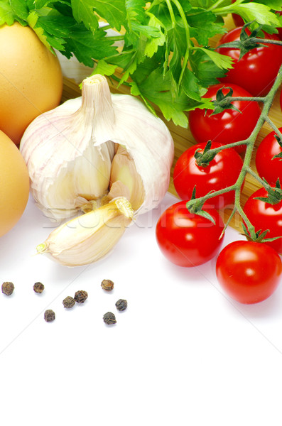 Foto stock: Pasta · tomates · blanco · alimentos · petróleo · color