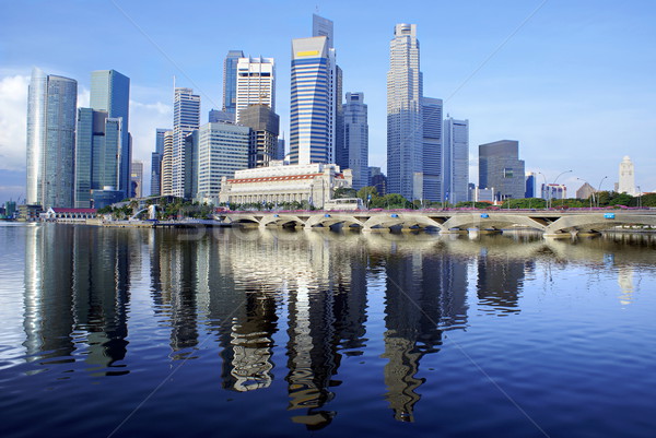 Singapore city waterfront reflections skyline Stock photo © palangsi