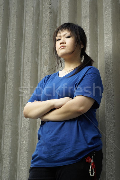 Asiático menina adolescente parede Foto stock © palangsi