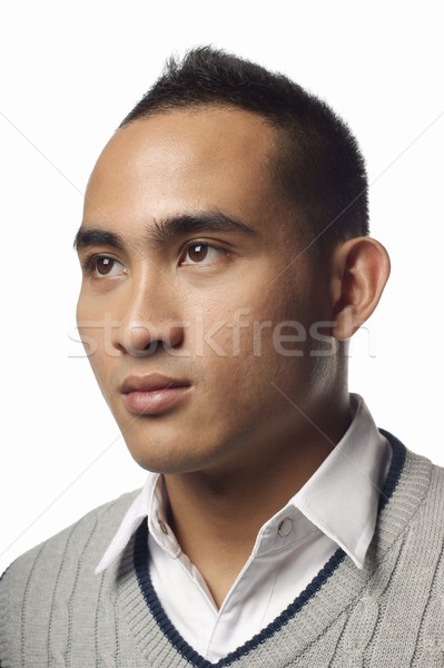 Asian Mann Porträt Seitenansicht weiß Stock foto © palangsi