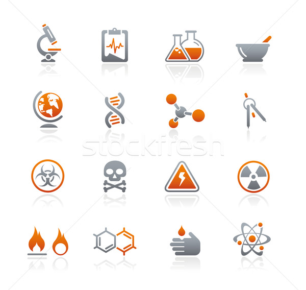 Science Icons // Graphite Series Stock photo © Palsur