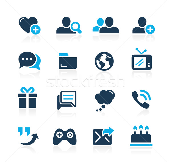 Sociale communicatie iconen azuur vector web Stockfoto © Palsur