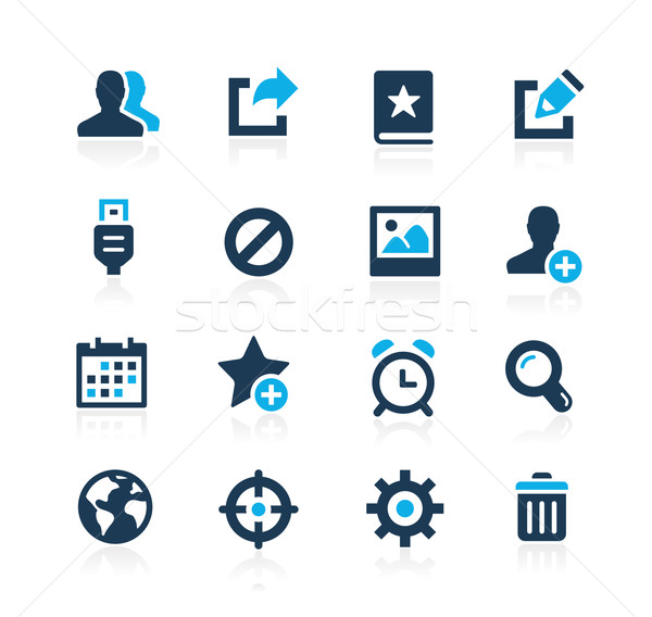 Communicatie interface iconen azuur vector web Stockfoto © Palsur