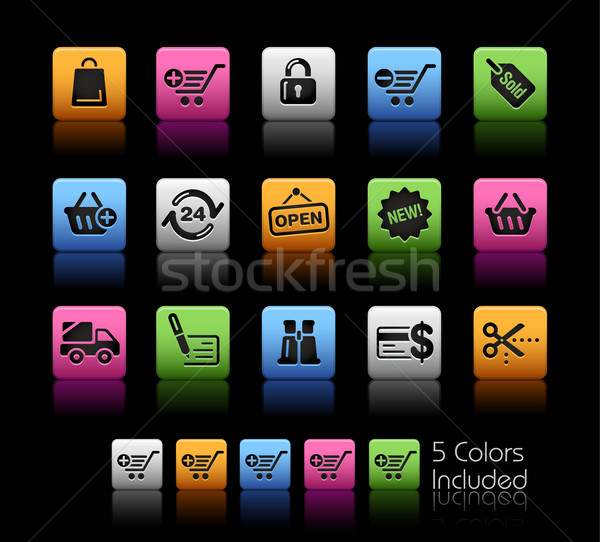 Winkelen kleur vak eps bestand icon Stockfoto © Palsur