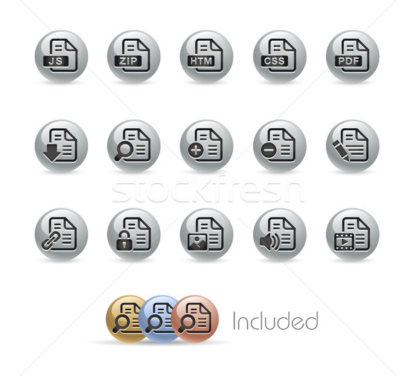Documents Icons - 1 of 2 -- Metal Round Series Stock photo © Palsur