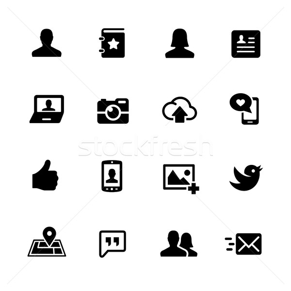 социальной иконки черный векторных иконок цифровой печать Сток-фото © Palsur