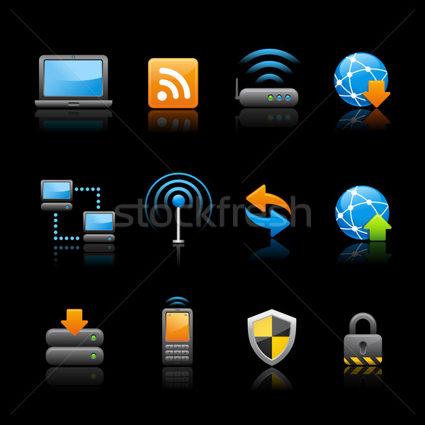 Web los iconos de internet conectividad negro profesional iconos Foto stock © Palsur